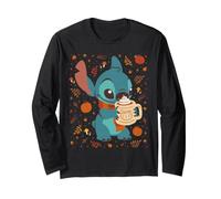 Disney Stitch Pumpkin Latte Cozy Fall Coffee Collage Maglia a Manica