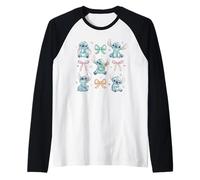 Disney Stitch & Scrump Coquette Style Bows Valentine's Day Maglia con Maniche Raglan