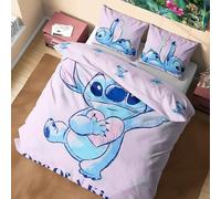 Disney Stitch Set Copripiumino e Federa, Accessori Camera da Letto, Singola o Doppia (Rosa Stitch Doppio)