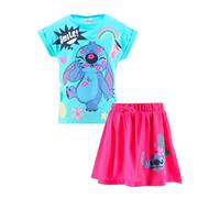 Disney Stitch Set da 2 Pezzi per Ragazze, Maglietta e Gonna con Motivo Smile per Bambine, Taglia 3 Anni | Blu