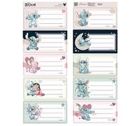 DISNEY Stitch SET di adesivi con nome per quaderni, adesivi AUTOADESIVI per LIBRI DI TESTO per bambini, 20 ADESIVI (Stitch)