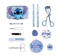 Disney Stitch Set di Bellezza per Donne, Ragazze e Adolescenti, Include 2 Pennelli per il Trucco, 1 Piegaciglia, Set per Manicure e 4 Spugnette per il Trucco
