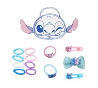 Disney Stitch Set di Bellezza per Ragazze, Include 2 Fermagli per Capelli, 8 Elastici per Capelli, 1 Fermaglio a Fiocco, 2 Elastici per Capelli e una Borsetta, Accessori per Capelli Regalo per Bambine