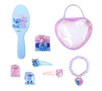 Disney Stitch Set di Bellezza per Ragazze, Include 4 Fermagli per Capelli, 4 Elastici per Capelli, 1 Spazzola e una Pochette, Accessori per Capelli Regalo per Bambine