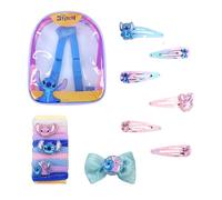 Disney Stitch Set di Bellezza per Ragazze, Include 6 Fermagli per Capelli, 8 Elastici per Capelli, 1 Fermaglio a Fiocco e Borsetta, Accessori per Capelli, Regalo per Bambine