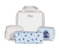 DISNEY Stitch Set di borse da viaggio beige-blu con chiusura a zip, 4 pezzi, varie dimensioni (Stitch)