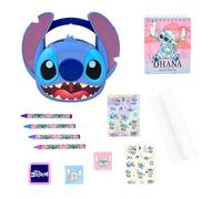 Disney Stitch Set di Cancelleria, Include 4 Pastelli, Astuccio 3D, Quaderno, Adesivi e Fogli da Colorare, Set di Cancelleria Regalo per Ragazze