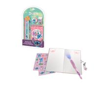 Disney Stitch Set di Cancelleria, Include Righello, Matita, Penna, Adesivi, Gomma, Temperino, Quaderno e Lucchetto con Chiavi, Set di Cancelleria Regalo per Ragazze