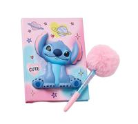 Disney Stitch Set di Cancelleria per Ragazze, Include Quaderno 3D e Penna con Pon Pon, Regalo per Bambine
