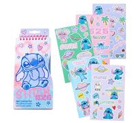 Disney Stitch Set di Cancelleria per Ragazze, Include Quaderno con Pagine da Colorare e Adesivi, Regalo per Bambine