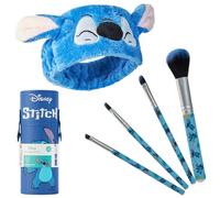 Disney Stitch Set Pennelli Make Up Ragazza, Set Pennelli Trucco 6 Pezzi con Pochette e Fascia Capelli, Kit Pennelli Make Up per Viso e Occhi, Beauty Case Trucco, Regalo Ragazza