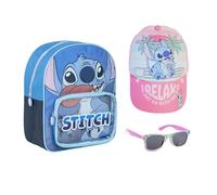 Disney Stitch - Set regalo per ragazze, motivo: Lilo e Stitch, con cappello, occhiali da sole, Blu-Rosa, Taglia Unica