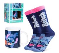 Disney Stitch Set Regalo Tazza Donna Adolescenti, Calzini Donna e Tazze Ceramica, Idee Regalo Donna (Blu Navy)