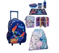 Disney Stitch Set Zaino Trolley Grande Astuccio 3zip Scuola Elementare Bambina