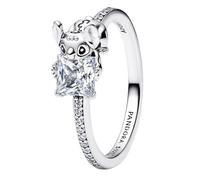 Disney Stitch Sterling Silver Ring with Clear Cubic Zirconia And Black Enamel
