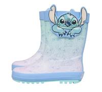 Disney Stitch - Stivali di gomma per bambini, con licenza ufficiale, in PVC, con orecchie 3D, impermeabili e confortevoli, per ragazzi e ragazze, taglie da 40 a 5, Blu, 28 EU