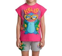 Disney Stitch T-Shirt e Pantaloncini da Ragazza, Pigiama in Morbido Cotone, Set Estivo in 2 Pezzi 'Hello' Stitch, Taglia 6 Anni | Rosa