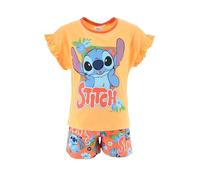 Disney Stitch T-Shirt e Pantaloncini per Ragazze, Pigiama in Morbido Cotone Set Estivo da 2 Pezzi con Stitch 'Tropical' per Bambina, Taglia 6 Anni | Arancia