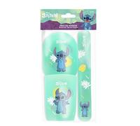 DISNEY STITCH - Trio di tumbler da viaggio - Porta spazzolino, tumbler e sapone - Plastica resistente - Design pratico - Accessorio da bagno per bambini - Prodotto ufficiale Disney