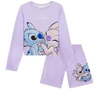 Disney Stitch Tuta Bambina e Ragazza, Tuta Sportiva Morbidi 2 Pezzi Felpa e Pantaloncini Corti Ideale per Attività Sportive e Tempo Libero (7-8 Anni, Lilla)