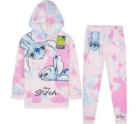 Disney Stitch Tute Bambina e Adolescente Felpa con Cappuccio Pantaloni 2 Pz Tie Dye Abbigliamento da Casa Set Regalo Ragazza (9-10 Anni, Multi Tie Dye)