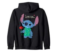 Disney Stitch Valentine's Day with Rose "Love Me..." Felpa con Cappuccio