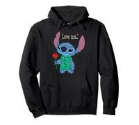 Disney Stitch Valentine's Day with Rose "Love Me..." Felpa con Cappuccio