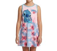 Disney Stitch Vestito da Ragazze, Abito Maniche Corte in Morbido Cotone con Motivo Tropicali, Taglie 3 a 8 Anni
