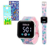Disney Stitch Watch for Kids - Bundle Orologio digitale LCD per bambini con cinturini rosa cartoni animati più adesivi, altro | Orologio da polso Lilo e Stitch facile da leggere per ragazze