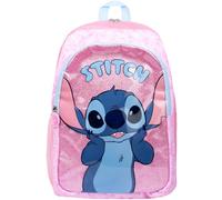 Disney Stitch - Zaino da scuola per ragazze, multi-scomparto, da viaggio, con glitter, per bambini, spallacci regolabili e tasca in rete, rosa