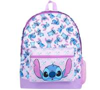 Disney Stitch - Zaino da scuola per ragazzi e ragazze, 2 scomparti, zaino da viaggio per bambini, spallacci regolabili e tasca in rete, Viola, Taglia unica
