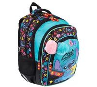 DISNEY Stitch ZAINO RIGIDIZZATO zaino scolastico per ragazza, con riflettori QUATTRO SCOMPARTI + portachiavi 38x27x13cm (Stitch A)