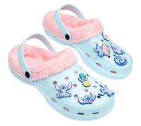 Disney Stitch Zoccoli Donna Invernali Fodera Pile Slip On Scarpe Ciabatte da Giardino Opzioni con Ciondoli Regalo Donna (Blu/Rosa Stitch, 35/36 EU)