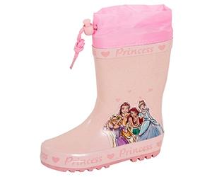 Disney Stivali di gomma da principessa con lacci e fodera calda, scarpe da neve per bambini, rosa, 27 EU