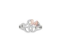 DISNEY STORE Anello in argento Sterling con sagoma di Topolino e Minnie, misura US 7, taglia UK N, Argento sterling
