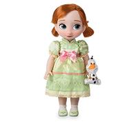 Disney Store Bambola di Anna della Collezione Animator, Frozen, 39 cm/15", con Capelli applicati realistici, Outfit, Scarpe, Olaf in Raso Imbottito, Bambola di Principessa da Collezione, età 3+