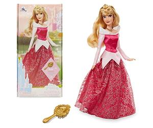 Disney Store Bambola Ufficiale Classica Principessa Aurora, La Bella Addormentata, 29 cm, Include Spazzola con Dettagli modellati, posizionabile con Abiti Scintillanti - per Bimbi dai 3 Anni in su