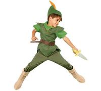 Disney Store Costume ufficiale Peter Pan per bambini, avventuroso giovane personaggio classico, vestito per feste, include tunica e cappello, taglia 5-6 anni