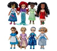 Disney Store Dolls & Games Once Upon a Story Princess Toys Set con 8 mini bambole posizionabili: Cenerentola, Ariel, Belle, Tiana, Rapunzel, Elsa, Moana e Mirabel - Riutilizzabile - Custodia per il