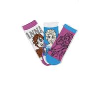 Disney Store Frozen Set 3 Paia di Calzini con Anna ed Elsa, in Cotone, Multicolore (IT, Numero, 23, 26, Regular, Bianco - Azzurro - Viola)