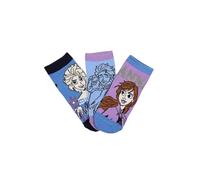Disney Store Frozen Set 3 Paia di Calzini con Anna ed Elsa, in Cotone, Multicolore (IT, Numero, 31, 34, Regular, Blu - Azzurro - Lilla)