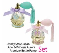 Disney Store Japan Ariel & Princess Aurora Atomizzatore Pompa Bottiglia Set H...