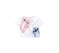 Disney Store Lilo e Stitch Maglietta Crop a Maniche Corte per Bambine e Ragazze, Cotone, Make Waves (IT, età, 6 Anni, Bianco)