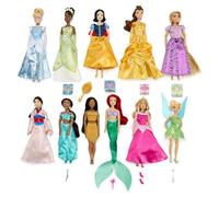 Disney Store Official Set di Bambole Principesse Disney, 9 Bambole tra Cui Ariel, Aurora, Belle, Cenerentola, Jasmine, Mulan, Pocahontas, Rapunzel, Biancaneve, Tiana e Trilli, 3+