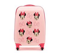 Disney Store Official Valigia Minnie, 29 x 22 x 47 cm, trolley rosa bimbi con manico telescopico, ruote multidirezionali e tasca interna