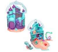 DISNEY STORE Set ufficiale Ariel Palace Micro Play Set, Micro Toy Set Include Ariel, Flounder e Sebastian Micro Figure, Giocattolo da Viaggio Portatile Playset con Maniglia, Giocattoli da Viaggio con