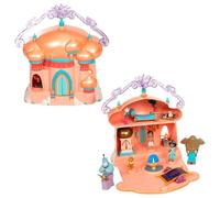DISNEY STORE Set ufficiale Jasmine Palace Micro Play Set, Micro Toy Set include Jasmine, Aladdin, Genie e Abu Micro Figure, Giocattolo da Viaggio Portatile Playset con Maniglia, Giocattoli da Viaggio