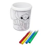 Disney Tazza Portapenne in Plastica Stitch Personalizzabile da Colorare con Pennarelli e Fogli con Disegni Diversi Inclusi