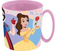 Disney Tazza rosa per bambine in plastica Principesse Jasmine Rapunzel Biancaneve Belle da 350 ml adatta al microonde
