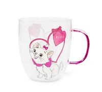 Disney The Aristocats Marie XOXO - Tazza in vetro con manico glitterato, capacità 396,9 g